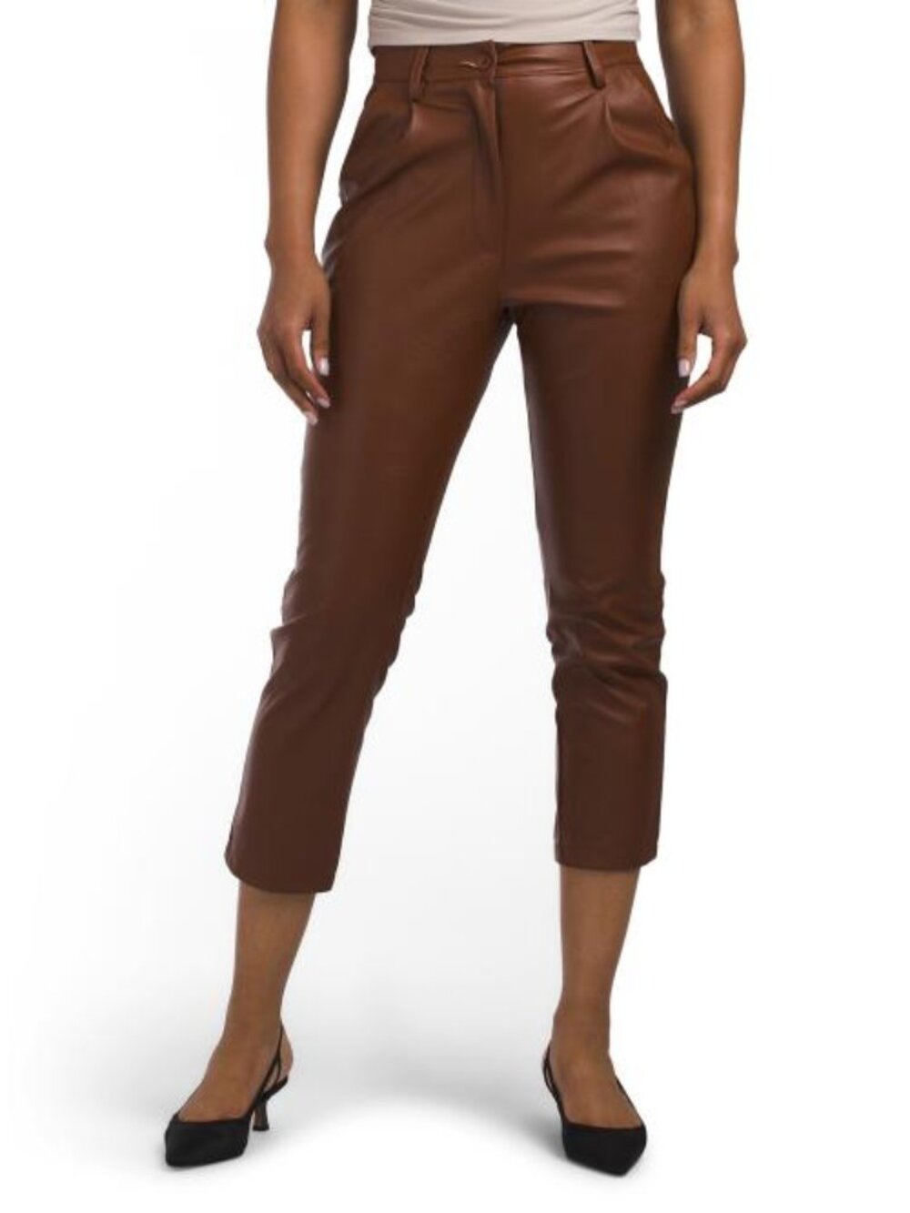 VENTI Made In Italy Faux Leather Ankle Pants
